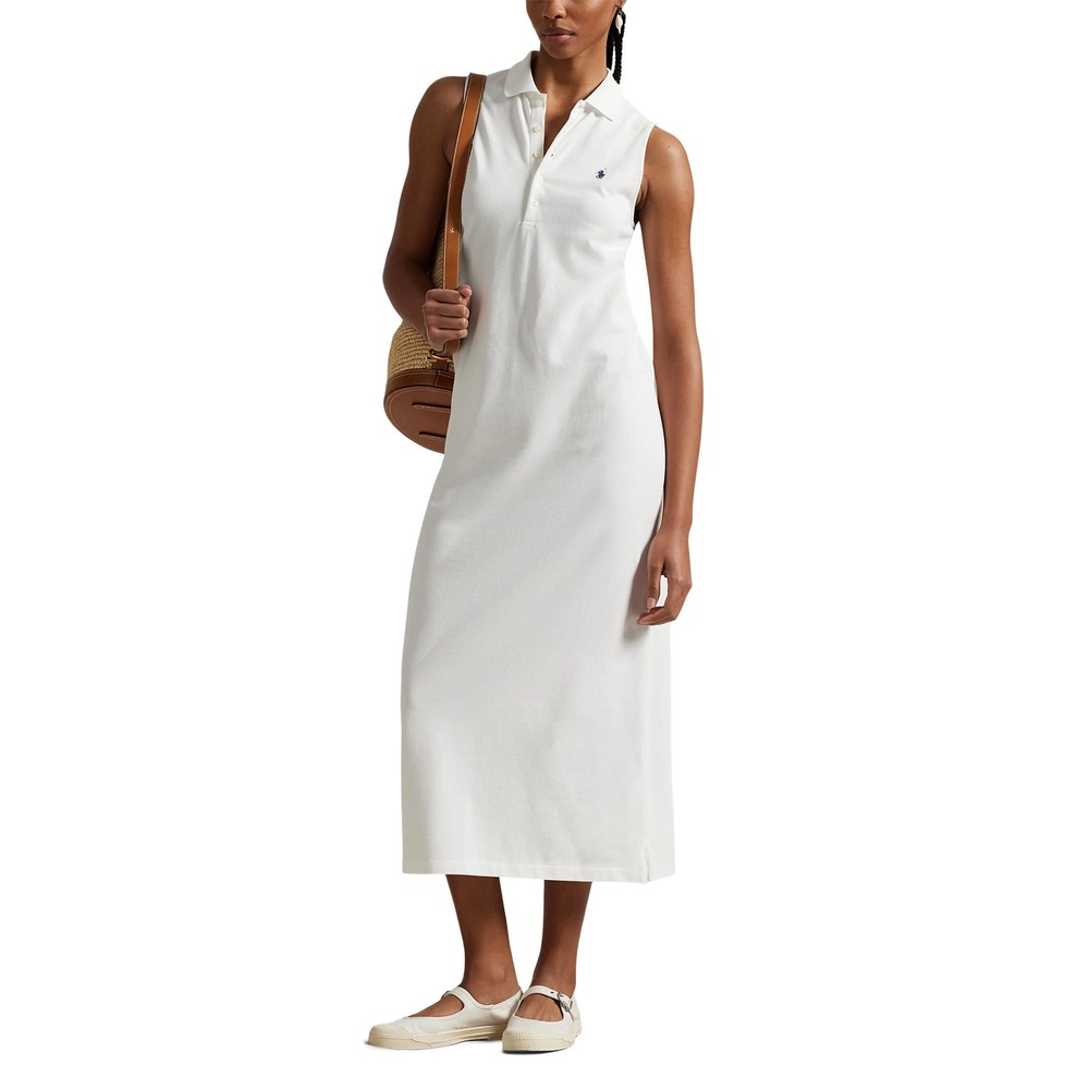 Polo Ralph Lauren White Sleeveless Polo Maxi Dress Size L NWT